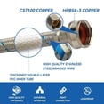 thumbnail image 3 of Krydros Stainless Steel Washing Machine Y-Mixer Hose, 3/4" Brass Fittings, 3 of 5