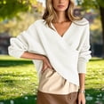 thumbnail image 5 of FRSASU Women's off the Shoulder Sweaters V-Neck Long Sleeve Slim Fit Ribbed Knit Fall Trendy Elegant Crop Tunic Pullover Tops White, 5 of 6