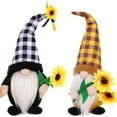 thumbnail image 5 of 1PC Sunflower Gnomes Plush Decorations, Summer Spring Gnomes, Scandinavia Buffalo Plaid Sunflower Gnome Plush for Tiered Tray Kitchen Decor, Farmhouse Swedish Nisse Tomte Home Oranment, 5 of 6