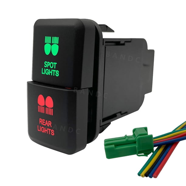 Led Light Bar Dual Push Button Switch Green Red Led Push Switch With ...