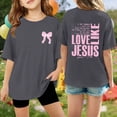 thumbnail image 2 of ZXLBBD Shirts for Girls Letter Printed Fashion Casual Short Sleeve Loose Soft Blouses for Youth Daily Wear Summer Clothes, 2 of 4
