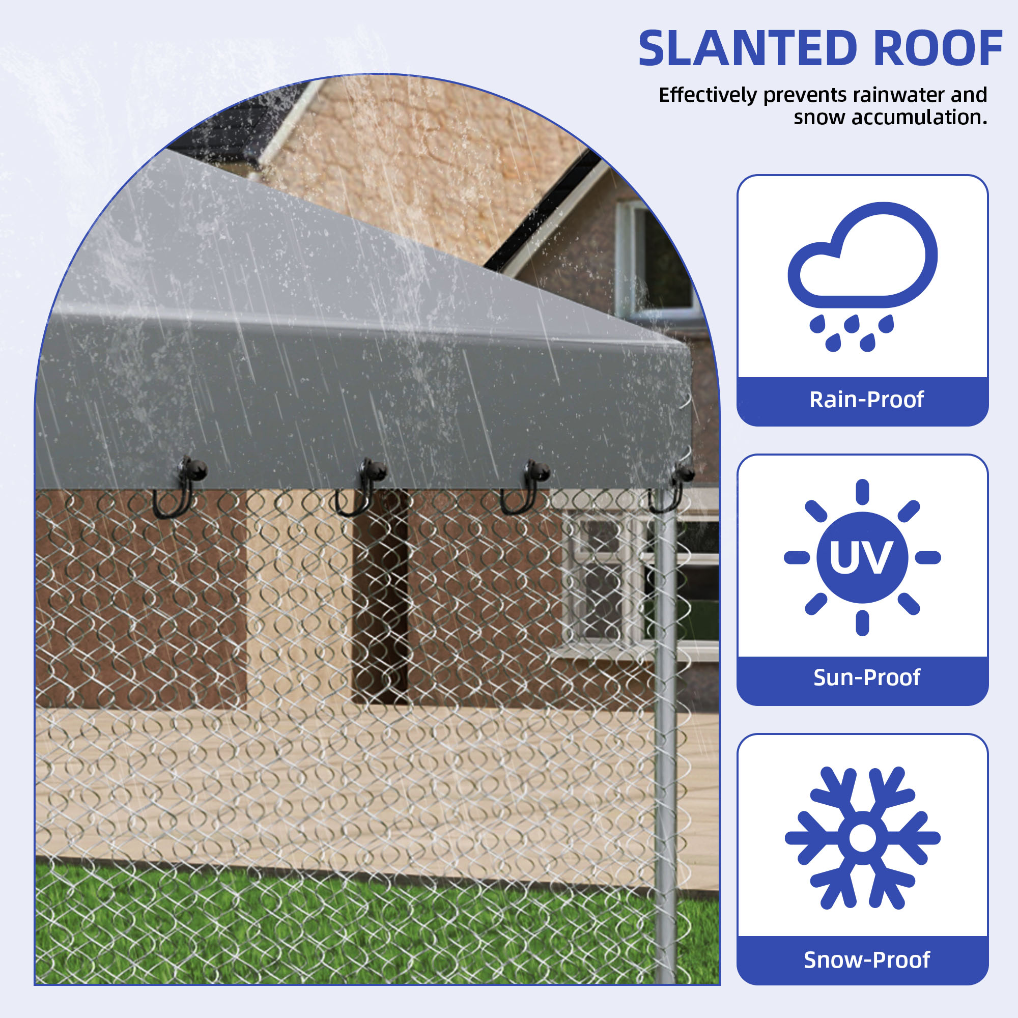 ModFusion 9.8' x 9.8' Large Outdoor Pet Kennel with Weatherproof Canopy, Secure Lock & Adjustable Feeding Bowls – Perfect for Dogs, Cats & More