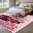 thumbnail image 4 of Large Area Rugs for Living Room Bedroom, Valentine's Day 5'x8' Rug Washable Carpet Runner Indoor Outdoor, Romantic Love Roses Truck Ombre Pink Non Slip Floor Mats Rug for Kitchen, Bathroom, 4 of 8