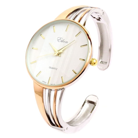 2tone rose silver string style band luxury women's bangle cuff watch