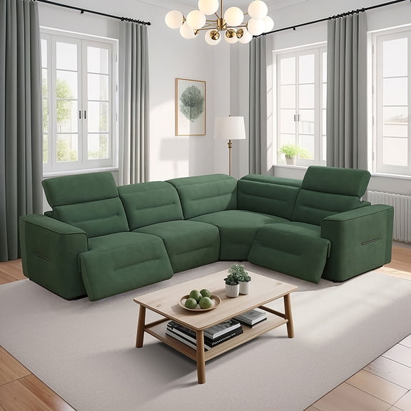 MAYEERTY 4-Seater Intelligent Recliner Sofa Set, Non-Pilling Fabric with Adjustable Headrest for Modern Family Living Rooms