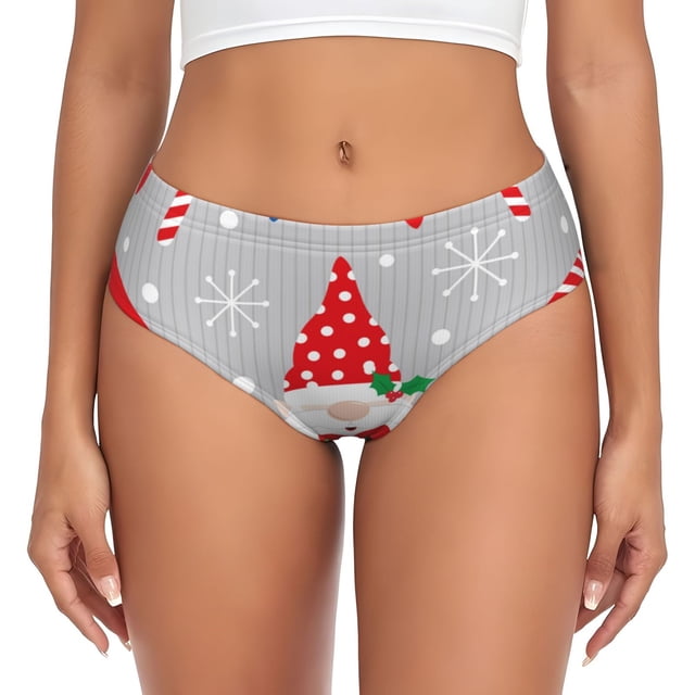 Fotbe Merry Christmas Gnome1 Calzones Estampados para Mujer – Ropa Interior de Algodón, Cómoda, Suave y Elástica-Small