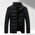 thumbnail image 4 of Skymirror Men Parkas Solid Color Padded Stand Collar Long Sleeve Loose Thickened Autumn Winter Zipper Pockets Jacket Streetwear, 4 of 8