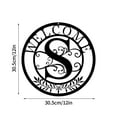 thumbnail image 2 of Personalized Metal Wall Art Monogram A Welcome Sign Elegant Circular Design For Indoor Outdoor Decoration Versatile For Door Living Room Kitchen Dining Room, 2 of 4
