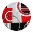 thumbnail image 2 of Emma + Oliver 8x8 Round Olefin Accent Rug with Modern Geometric Pattern in Red, Gray, Black & White with Natural Jute Backing, 2 of 7