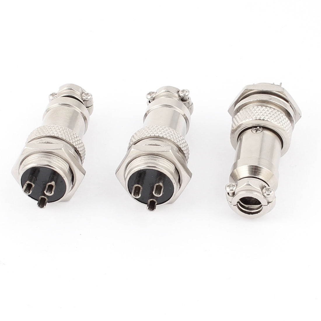 Unique Bargains GX16-3 3-Pin 16mm Male to Female Panel Metal