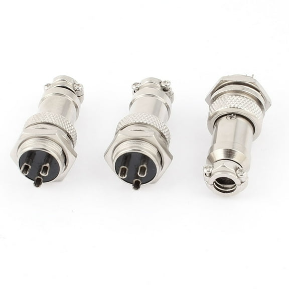 GX16-3 3-Pin 16mm Male to Female Panel Metal Connector Aviation Plug 3Pcs