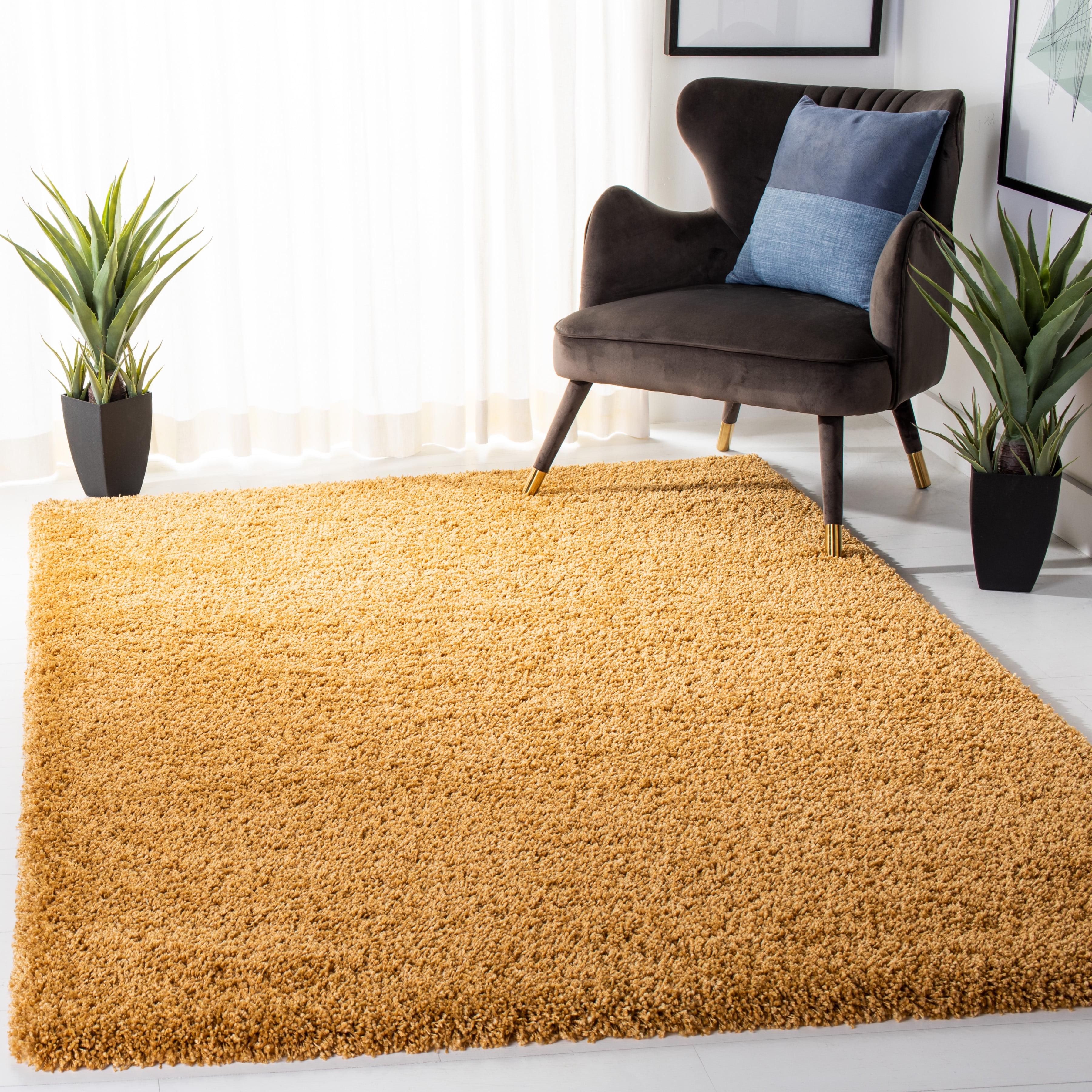 SAFAVIEH Hudson Shag Jackie Solid Area Rug, Gold, 9' x 12'