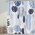 thumbnail image 2 of Tropical Blue Leaves Shower Curtain - Abstract Palm Leaf Botanical Pattern, Waterproof Fabric with Hooks, 72Wx72H, Perfect for Home Decor, Adds a Fresh and Vibrant Touch to Any Bathroom, 2 of 6