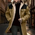 thumbnail image 2 of RYDCOT Winter Jackets for Men Vintage Faux Suede Fleece Sherpa Lined Long Coat Casual Thick thermal Cargo Zip up Snap Jacket with Pocket Western Khaki, 2 of 9