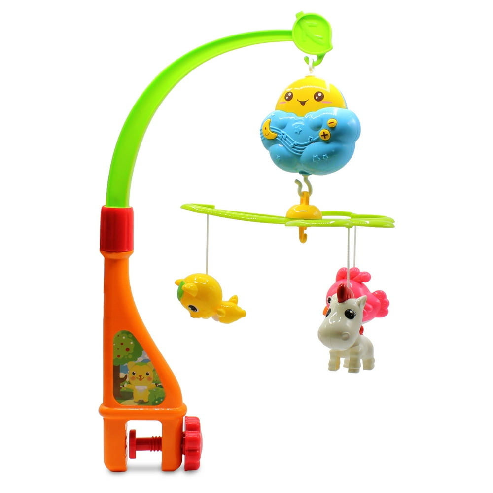 Kids Baby Electronic Spinning Clover Mobile Sun Animal Friends Newborn