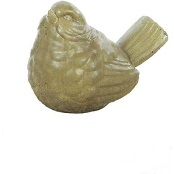 Solid Rock Stoneworks Large Fat Bird Tail Up Concrete Statue, 8" Tall, Aged Pine Color