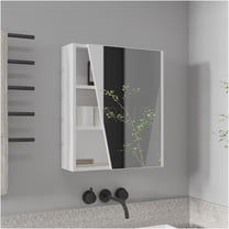 JERFIT 16" White Modern Bathroom Medicine Cabinet with Mirror Door & 4 Open Shelves, Wall Mounted Storage for Small Space