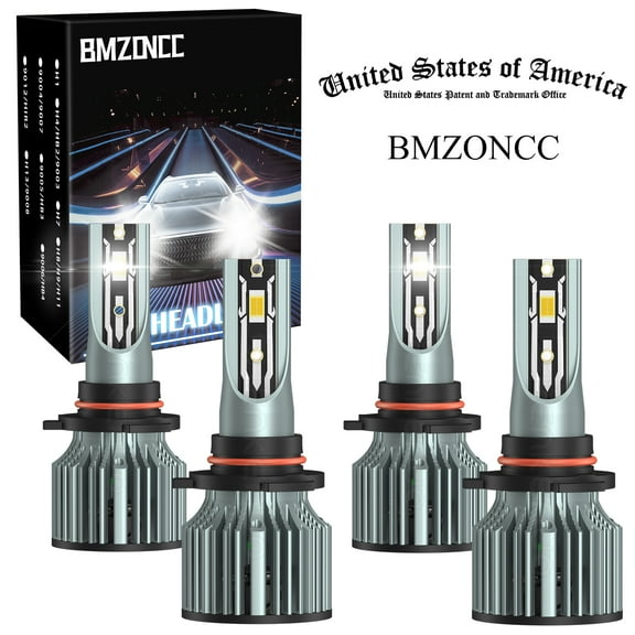 9005/HB3 9006/HB4 LED HeadLight Bulbs 6000 Lumens, 100W 300% Brightness 6500K Cool White, Plug and Play Halogen Replacement for Cars, Pack of 4