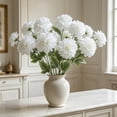 thumbnail image 6 of Gallickan 1pc 3-Head Artificial Dahlia Flower, 25.19in Faux Silk Large Bloom Stem, Realistic Peony for Home Table Wedding Decor, White, Style F, 6 of 6