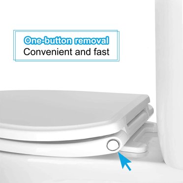 Hibbent Premium Elongated Toilet Seat With Quiet-Close Cover – Quick-Release, Non-Slip Bumpers, Easy Clean – White