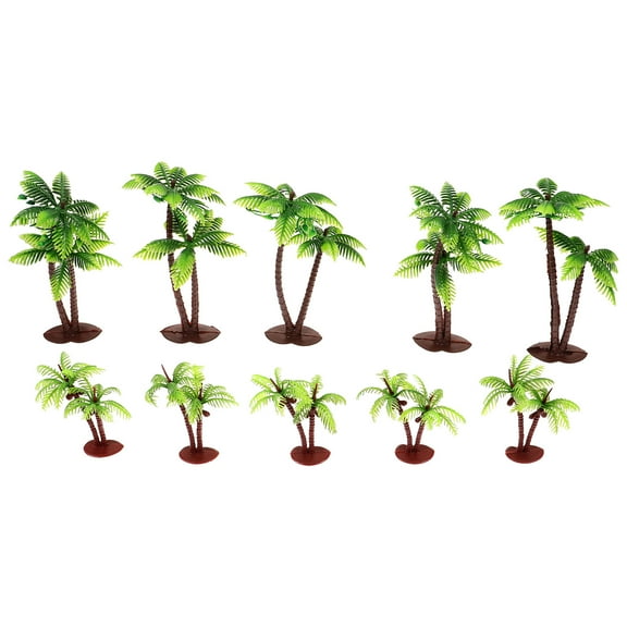 Miniature Artificial Palm Trees for Decoration Made of Plastic Green Color 10 Pcs Lightweight Easy