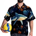 thumbnail image 4 of Starry Shark Men's Short Sleeve Poplin Shirt - Casual Printed Button Down Short Summer Beach Shirts Unisex940, 4 of 6