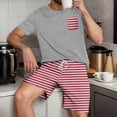 thumbnail image 6 of BXJX Men's Pajama Sets- Crewneck Casual 2-piece Short Sleeve Shirts and Shorts Summer Raglan Sleepwear Red Size M, 6 of 6