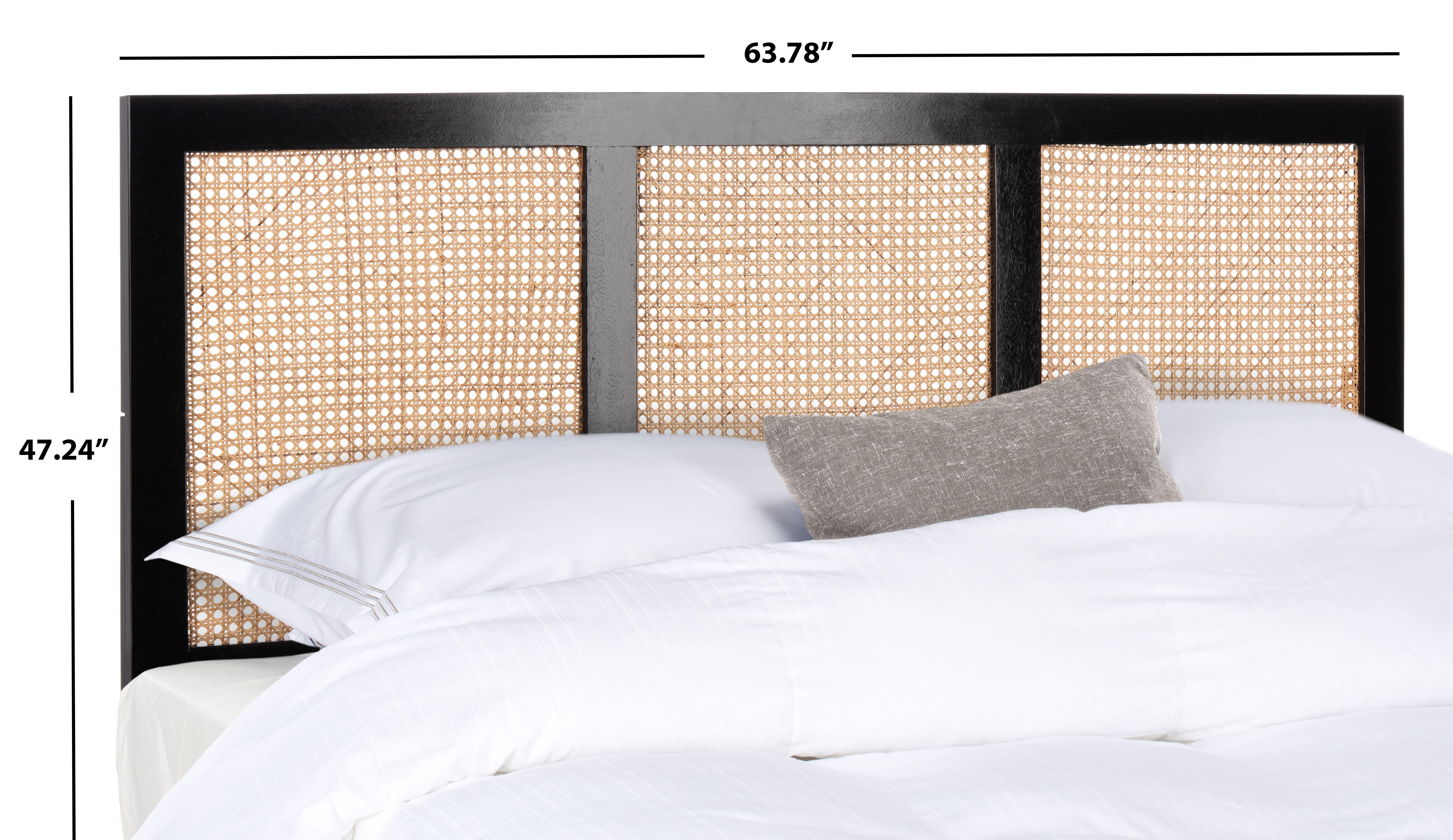 SAFAVIEH Vienna Cane Farmhouse Wood Headboard, Queen, Black