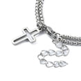thumbnail image 3 of 7 pc Tarnish Resistant 304 Stainless Steel Hollow Cross Charm Bracelet with Double Layer Box Chains Stainless Steel Color 7-1/2 inch(18.9cm), 3 of 3