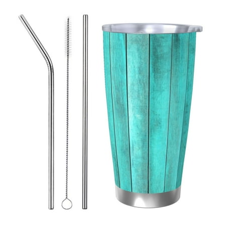

Goofa Turquoise Wooden2 for 20 oz Skinny Tumbler Stainless Steel Coffee Mug Slim Vacuum Insulated Travel Cup Car Cup-Straw Three-piece Set
