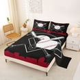 thumbnail image 2 of Erosebridal Baseball Print Boys Full Size Sheets, Grey Brown Red Bed Sheets, 4 Pieces, 2 of 5