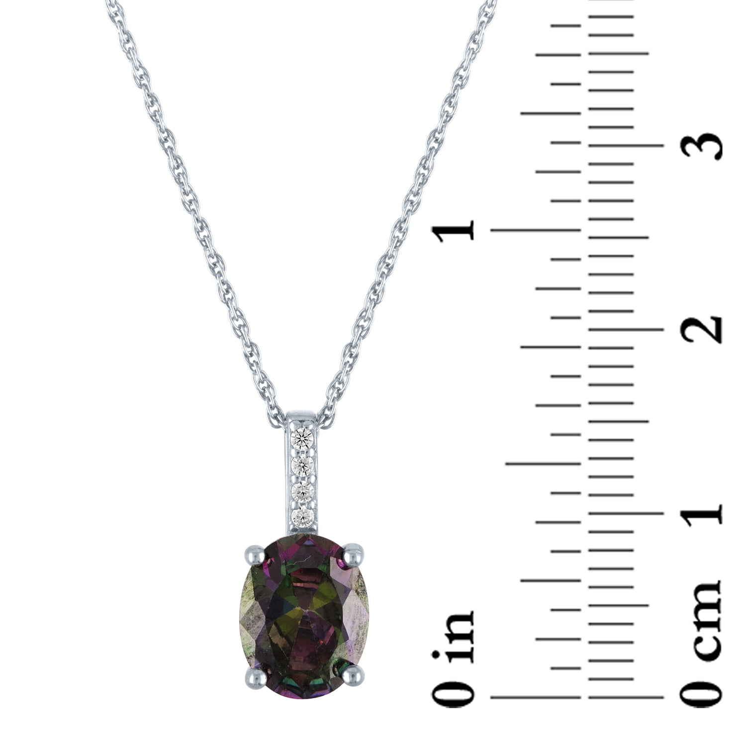 Ladies Brilliance Fine Jewelry Sterling Silver Simulated Mystic Topaz & CZ Necklace, 18"