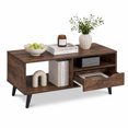 thumbnail image 3 of Rectangle Coffee Table with Drawer & Storage Shelf, Modern Center Table for Living Room,Walnut, 3 of 8