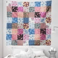 thumbnail image 1 of Vintage Tapestry, Geometric Checkered Squares with Blooming Flowers Spring Season Plant Arrangement, Fabric Wall Hanging Decor for Bedroom Living Room Dorm, 5 Sizes, Multicolor, by Ambesonne, 1 of 1