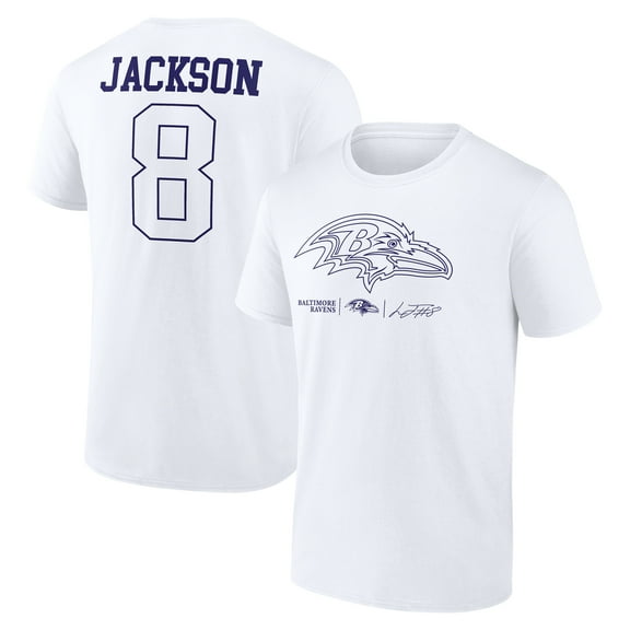 Men's Lamar Jackson White Baltimore Ravens Tonal Name & Number T-Shirt