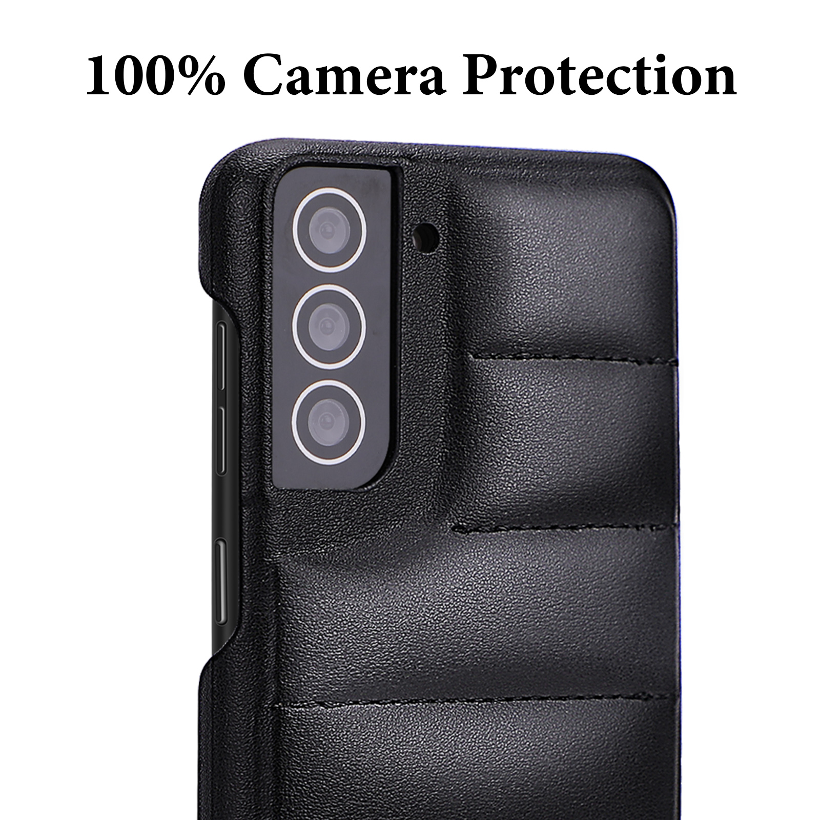 Hot Off for Samsung Galaxy S21 Case, Nappa Leather Puffer Phone Case, Galaxy S21 Case [Full Body Protection] [Non-Slip] Shockproof Protective Phone Case, Black for Galaxy S21 - image 3 of 5