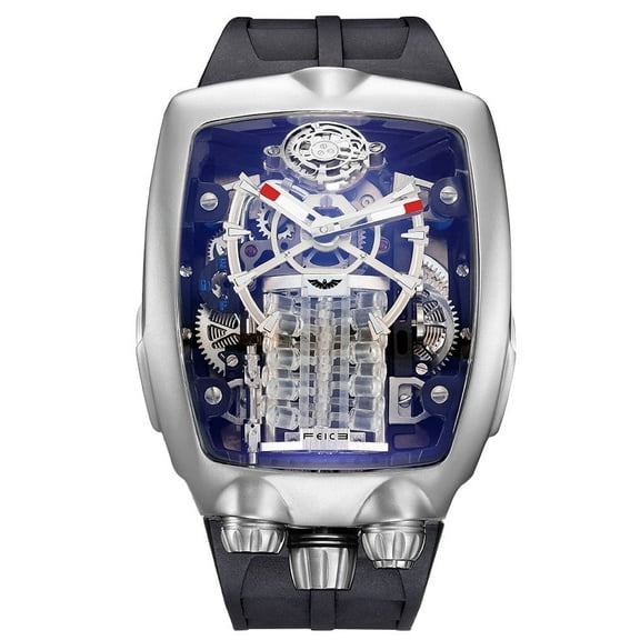 FEICE Men's Automatic Skeleton Watch, Japanese Movement, Sapphire Crystal, Waterproof 3ATM, Anti-Shock Supercar-Inspired Business Wristwatch FM666