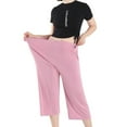 thumbnail image 3 of IDALL Capri Pants Sweatpants Women Capri Pants For Plus Size Cotton Pants For Comfortable Cropped Pants 3XL 7XL Baggy Pants Plus Size Pants Pink 3XL, 3 of 8