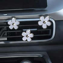 LAMIRO 6 Pcs Daisy Flower Air Vent Clip Cute Car Air Fresheners Vent Clips Car Interior Decor for Women - White