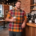 thumbnail image 2 of Domzest Men's Big and Tall Polo Shirts Short Sleeve Moisture Wicking Plus Size T Shirts Quick Dry Collared Plaid Golf Shirt Brown 3XL, 2 of 6