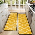 thumbnail image 4 of Kitchen Rugs Sets Of 2,Yellow Geometric Quatrefoil Pattern Anti Fatigue Kitchen Mat Rugs Non Slip Washable,Decorative Kitchen Floor Mats for Kitchen,Sink,Laundry,17"x47"+17"x47", 4 of 5