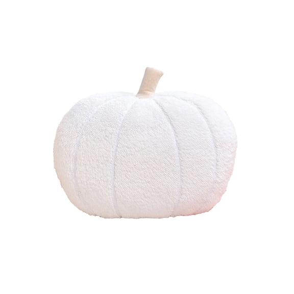 Pumpkin-Shaped Sofa Cushion for Fall and Holiday Home Decor - Soft Velour Pillow for Thanksgiving, Halloween, and Seasonal Interior Styling(White)
