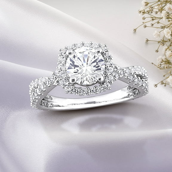 Everly Women's Created Sapphire Sterling Silver Engagement Ring