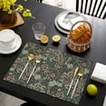thumbnail image 4 of Green Pioneer Flower Pattern Summer Placemats Table Placemats Set Of 4-Linen Kitchen Washable Placemats Table Mats 11.8"x17.7" Non-Slip Heat Resistant, 4 of 6