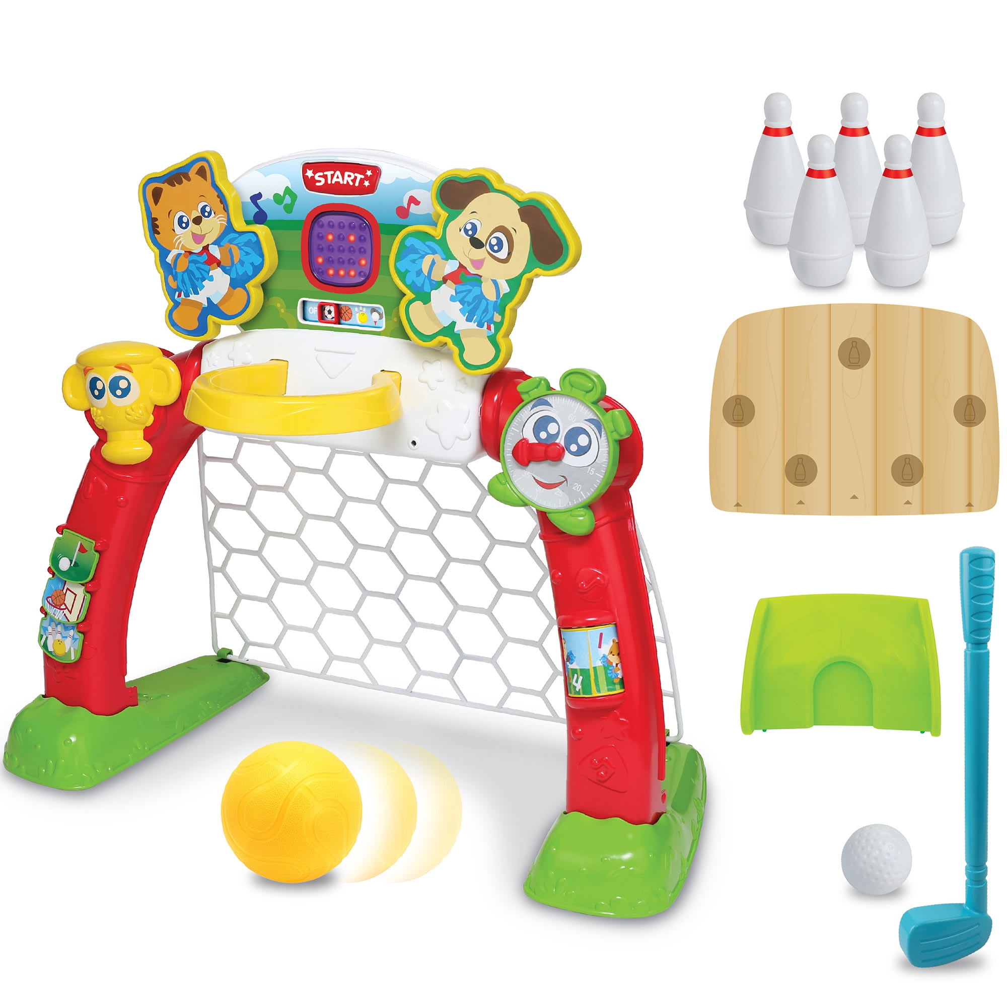 Winfun: 4-In-1 Sports Center - 4 Modes: Soccer, Basketball, Bowling, & Golf, LED Screen, Transforming Interactive Toy, Toddlers & Kids Ages 18mo+