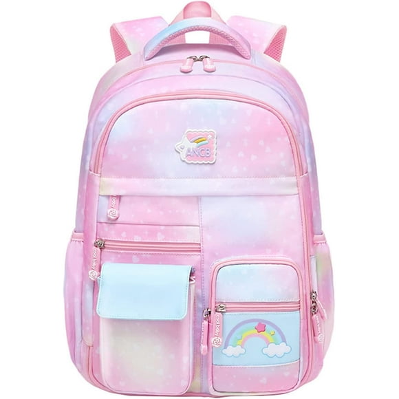 Girls Backpack, School Bag 29*41*19cm, Kids Cute School Bag With Compartments, For Junior High School Students, Pink