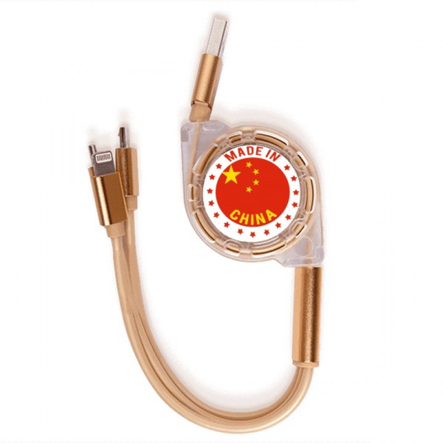 en china estrellas rojo amarillo chino Cable de carga telescópico múltiples USB tres en uno