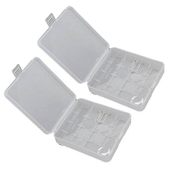 2 x White Clear Plastic Protective Storage Case Holder for 4 x 18650 Batteries OR 8 CR123A Batteries