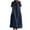 Navy, variant on Women Loose Cotton Linen Dresses 2025 Summer Short Sleeve Crewneck Midi Dress Casual Solid Color Fitted Pockets Sundress