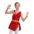 thumbnail image 3 of iiniim Christmas Dance for Girls Sequins Candy Cane Striped Figure Ice Skating Leotard Dress Red 10, 3 of 7